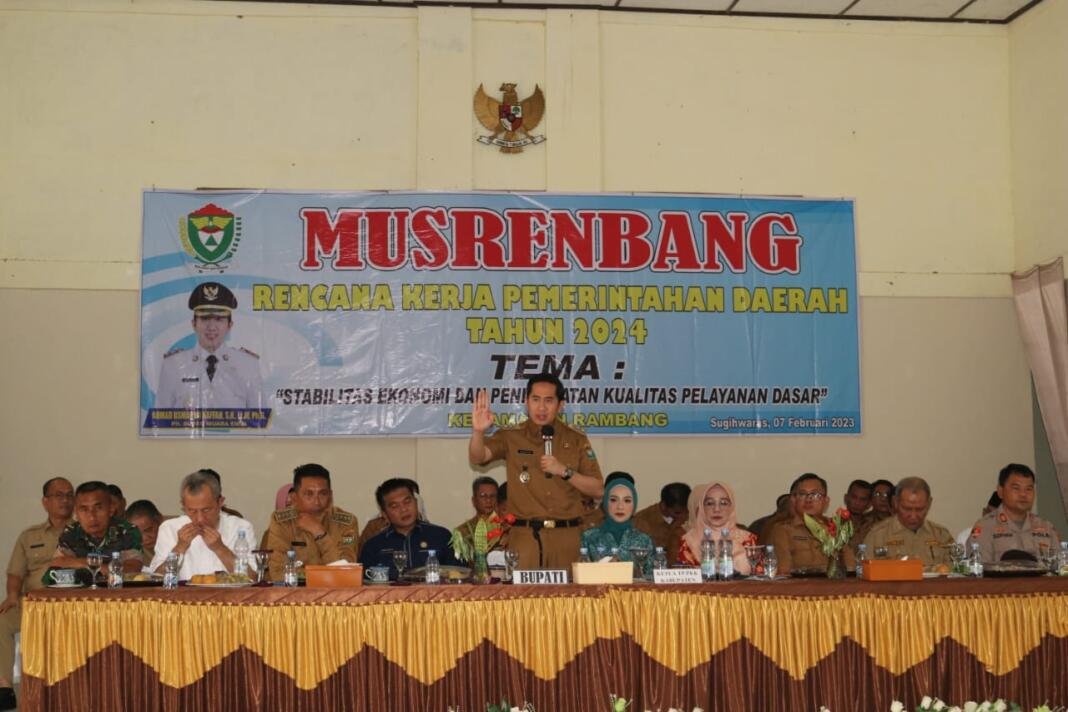 Plt Bupati Muara Enim Ahmad Usmarwi Kaffah, membuka Musrenbang Kecamatan Rambang dan Belimbing
